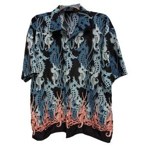 Vintage No Contest Mens Button Up Shirt XL Sea Horse Grunge Streetwear Casual